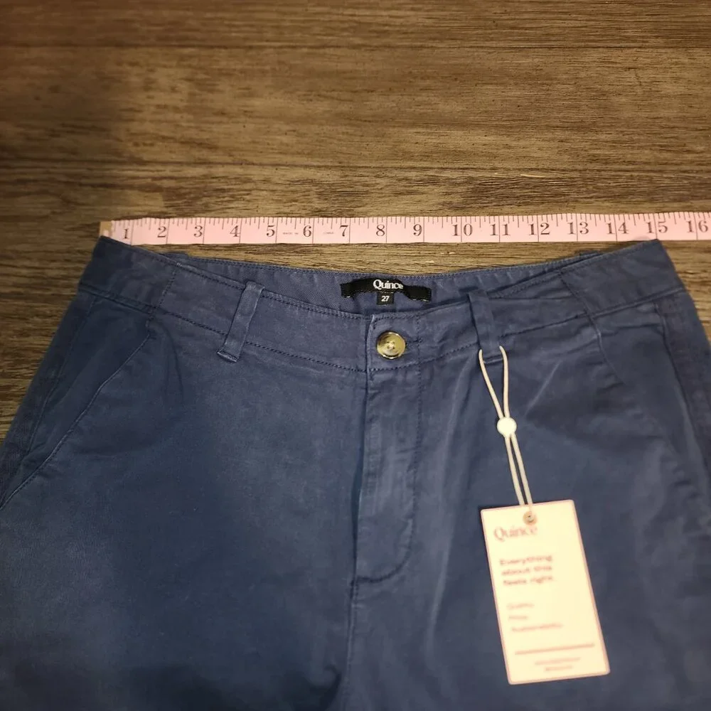 Quince Stretch Cotton Twill Girlfriend Chino Pants NWT Navy Size 24 - Picture 4 of 8